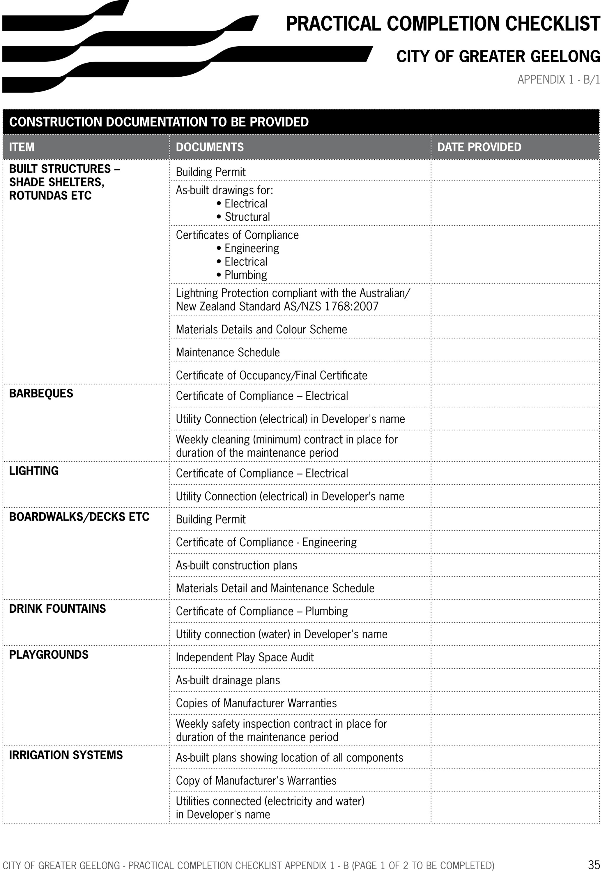 Appendix 1 - B/1