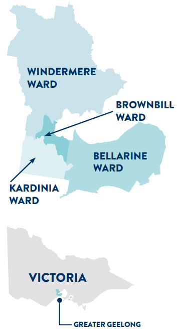 Map showing wards and location of municipality in Victoria