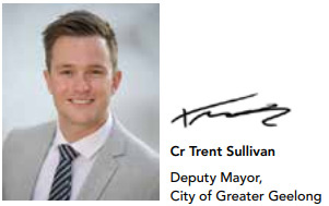 Councillor Trent Sullivan - Deputy Mayor City of Greater Geelong. Image and signature.