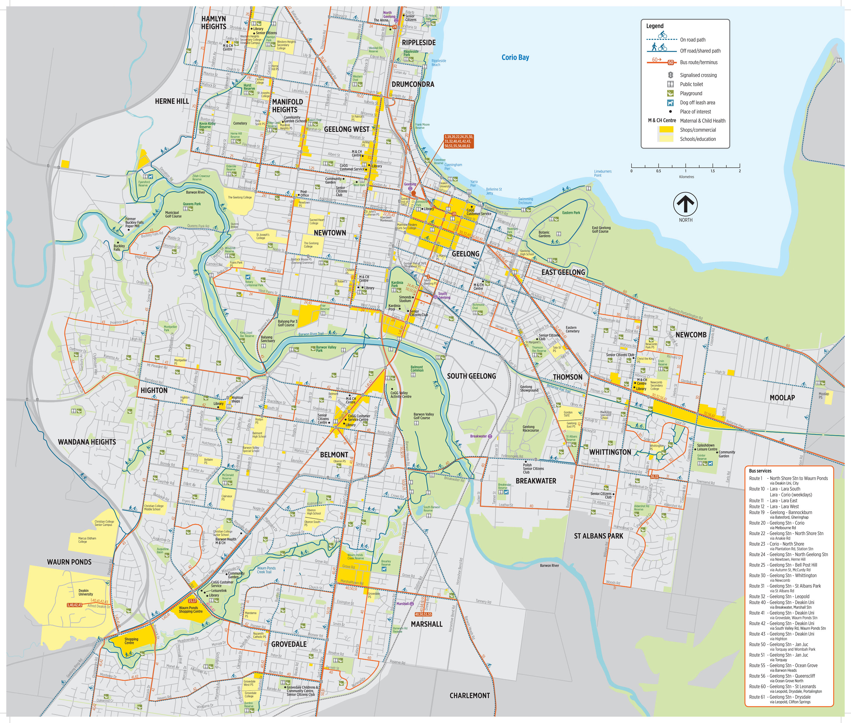 South/Central Geelong active trail map
