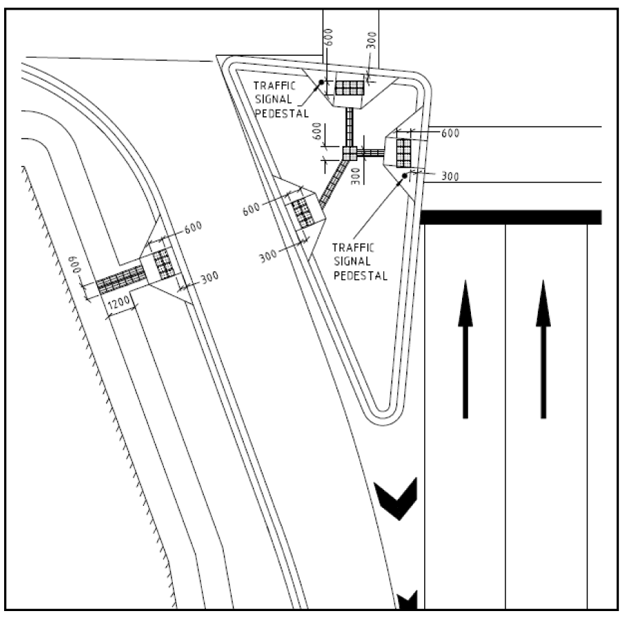 Figure 9 Slip road crossing with raised island