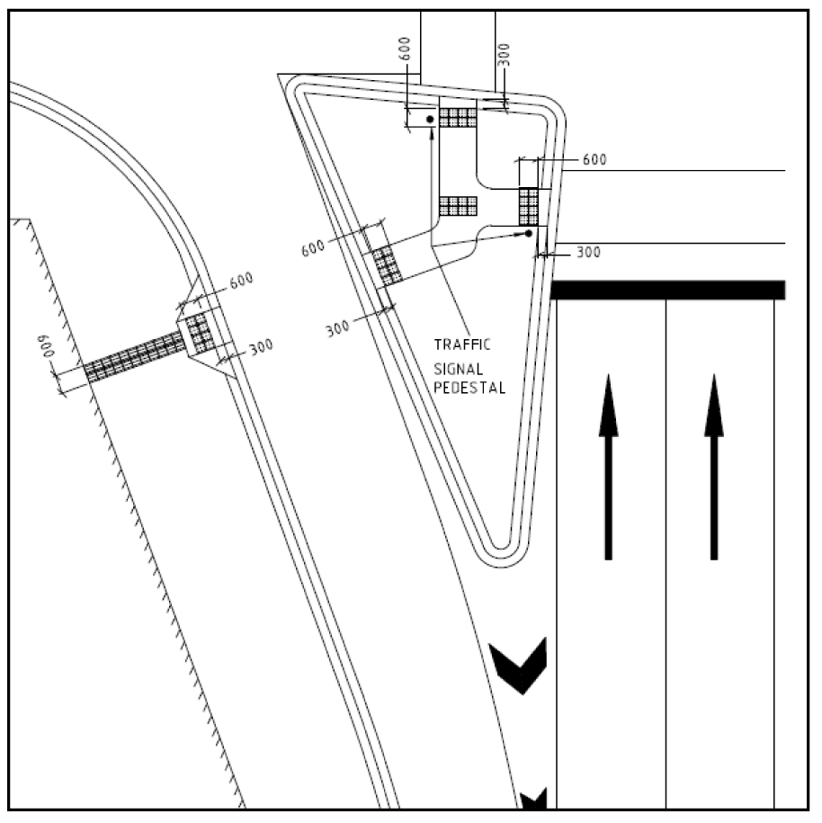 Figure 10 Slip road crossing with raised island
