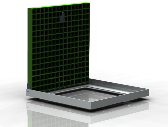 Example of R and S Grating hinged pit lit in frame