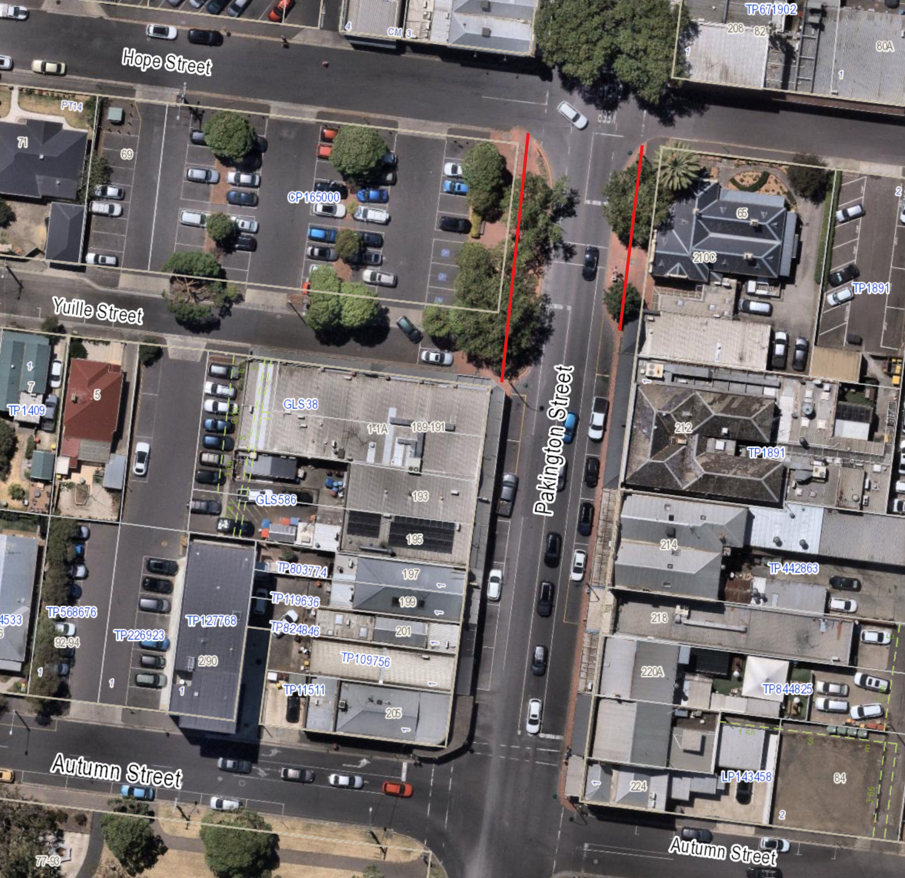 Map showing section of footpath to be replaced and pocket park to be upgraded