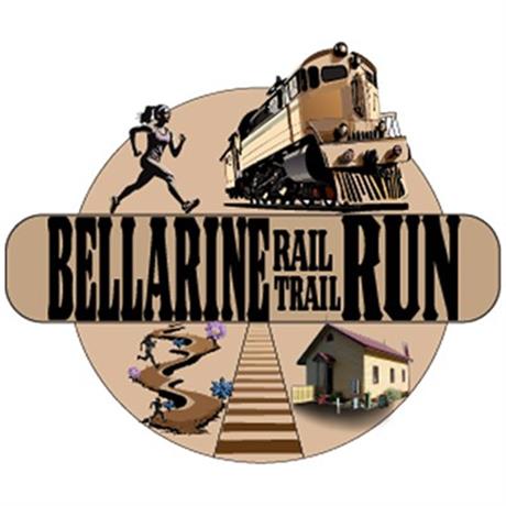Bellarine Rail Trail Run logo with train and runner