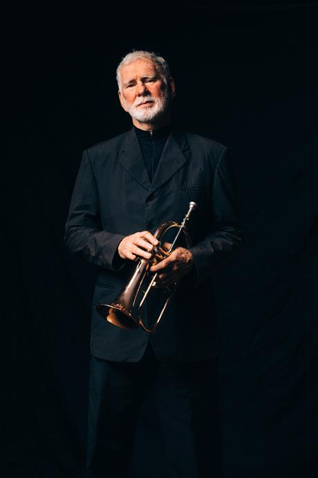 Musician holding trumpet