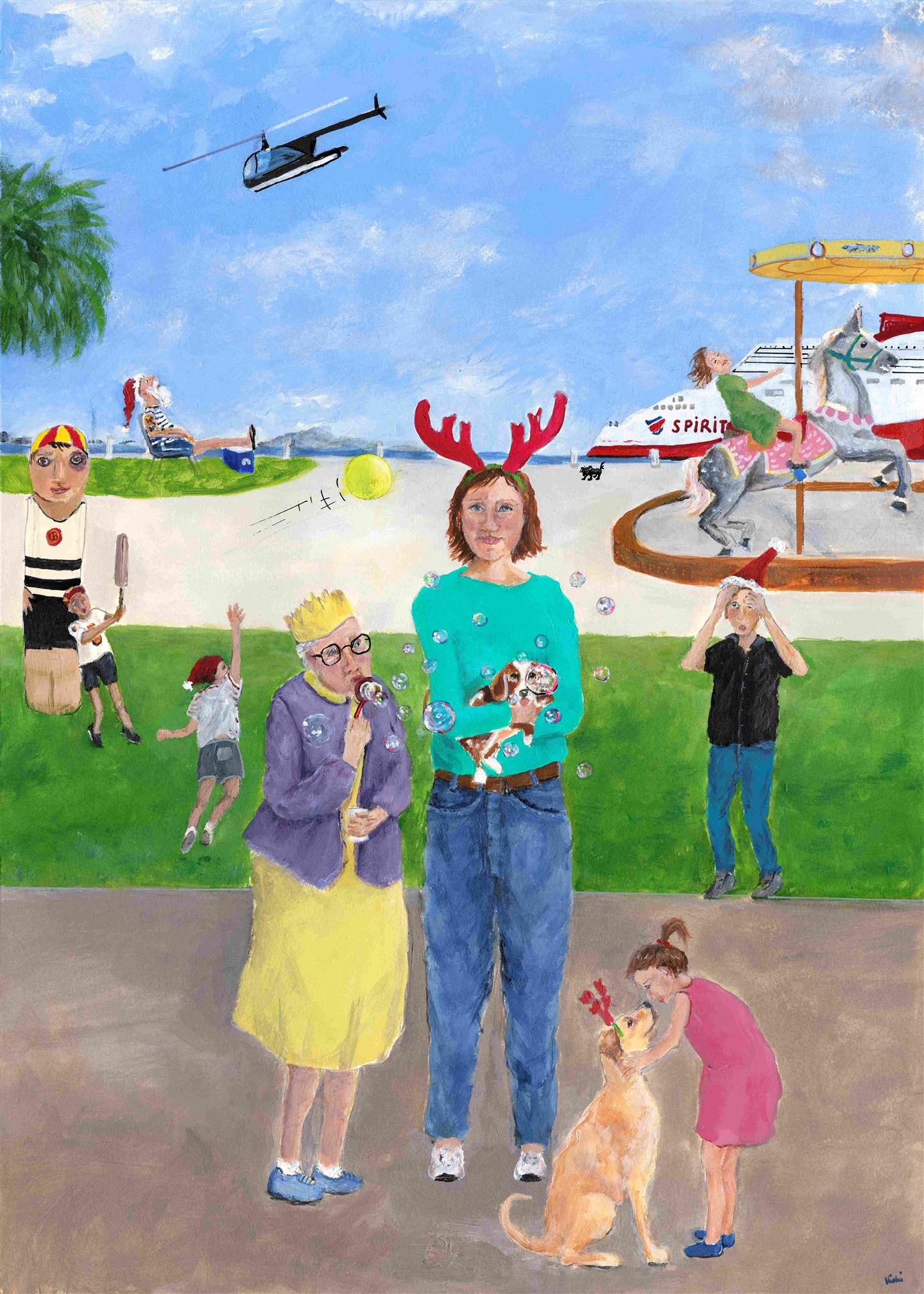 Painting of Geelong waterfront 