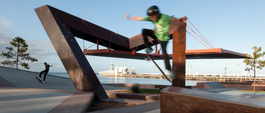 The waterfront skate park is blessed with amazing bay views The waterfront skate park is blessed with amazing bay views