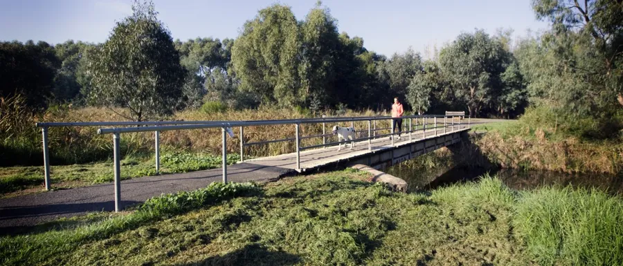 A walk bridge that crosses the Barwon river