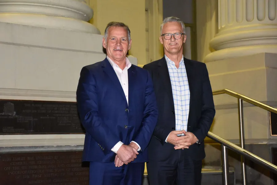 Greater Geelong Mayor Peter Murrihy with CEO Martin Cutter 