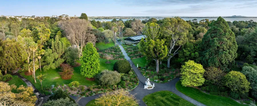Aerial view of the Botanical Rose Garden