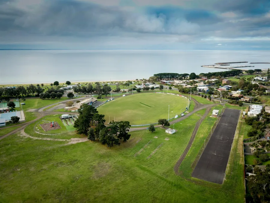 Portarlington Recreation Reserve aerial photo landscape. Photo by Scott Crabtree
