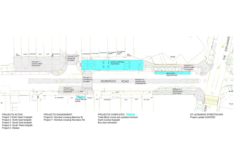 Plan of projects for St Leonards streetscape.