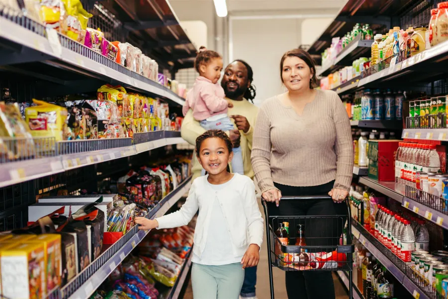 Healthy eating skills Family shopping in the supermarket
