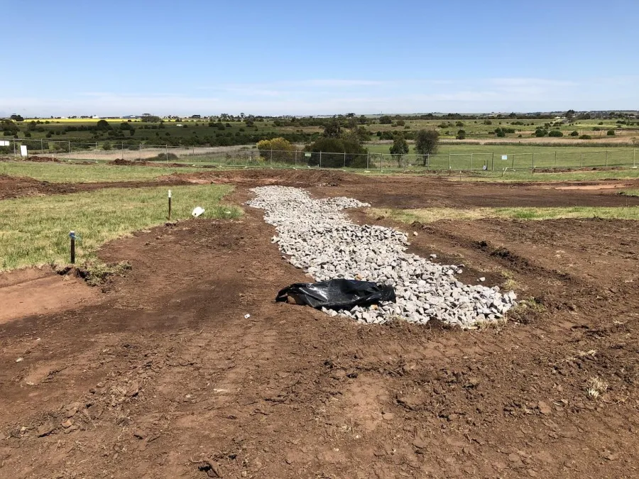 Construction of swale area at the Lara Dog Park.