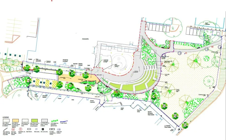 Plan of the new works for Drysdale Town square. 