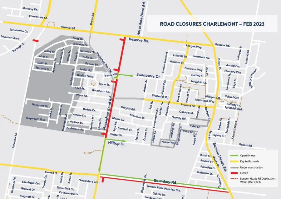 Map of roads closed and open in Charlemont February 2023.