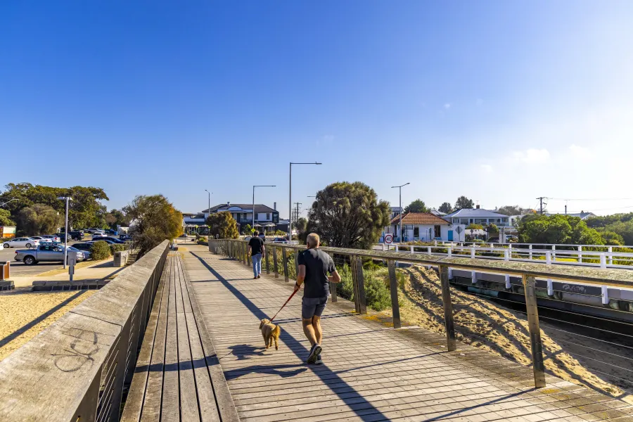 Pedestrian bridge at Barwon Heads.