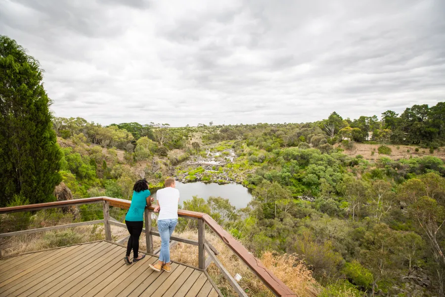 View looking over Barwon River at Buckley Falls.