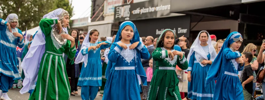 Hazara community at the Pako Festa parade Pako fest parade