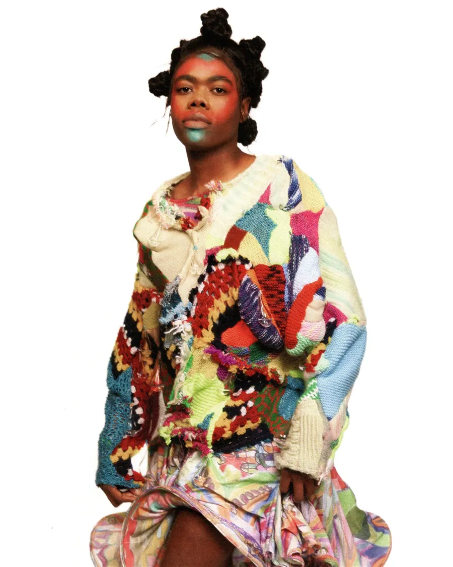 Interwoven: Fibre Art Lady wearing a bright garment representing interwoven fibre art