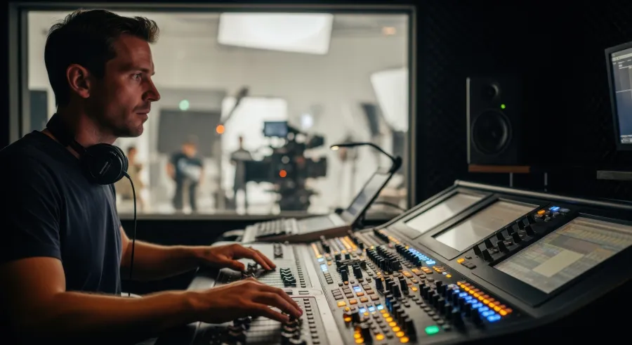Image of a person mixing music in a studio