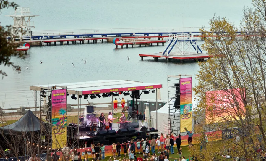 Community Events Quick Response Grant - Geelong Waterfront concert people watching a music concert and Geelong waterfront