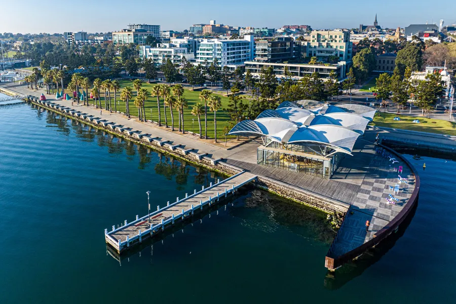 Geelong waterfront and Cunningham pier