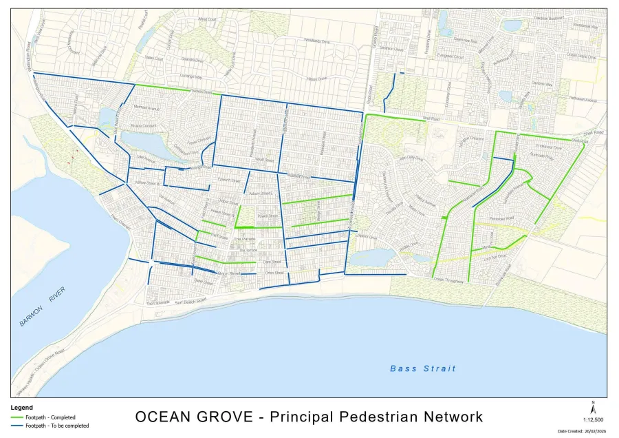 The map of the Ocean Grove Principal Pedestrian Network project. The map of the Ocean Grove Principal Pedestrian Network project.