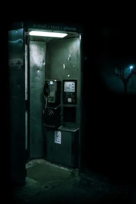 Telephone box in the dark