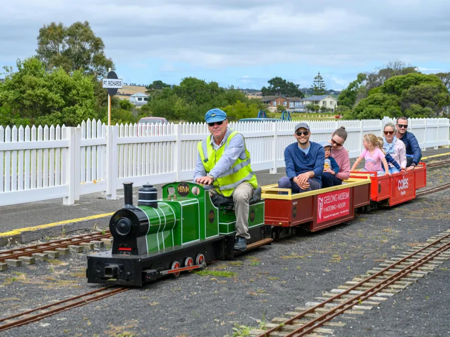 People on the miniature train