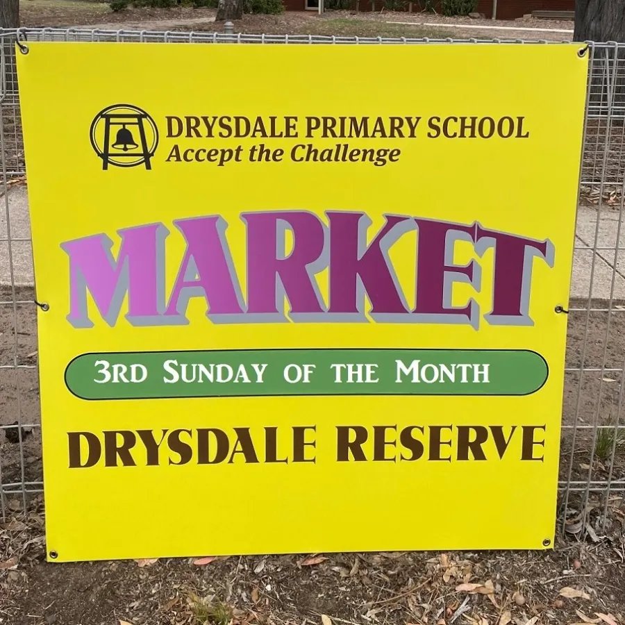 Drysdale community market sign