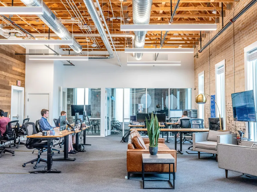 People working at desks Co-working space