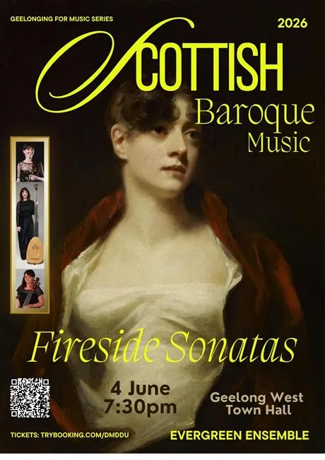 Image of a lady promoting Fireside Sonatas