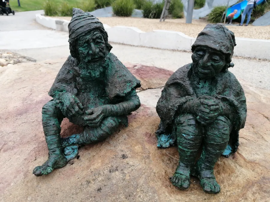 Metal sculpture of Poppy kettle Gnomes at Western Beach