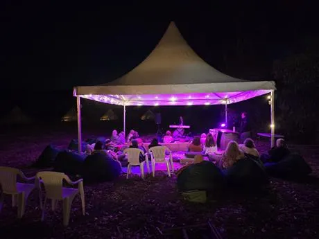 Image of glamping in the evening