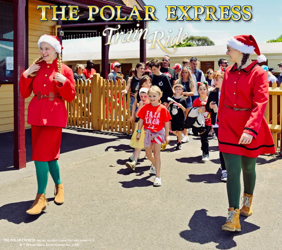 Image of Santa's helpers at the train station