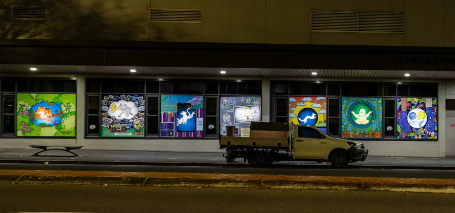 Yarra Street Gallery at night