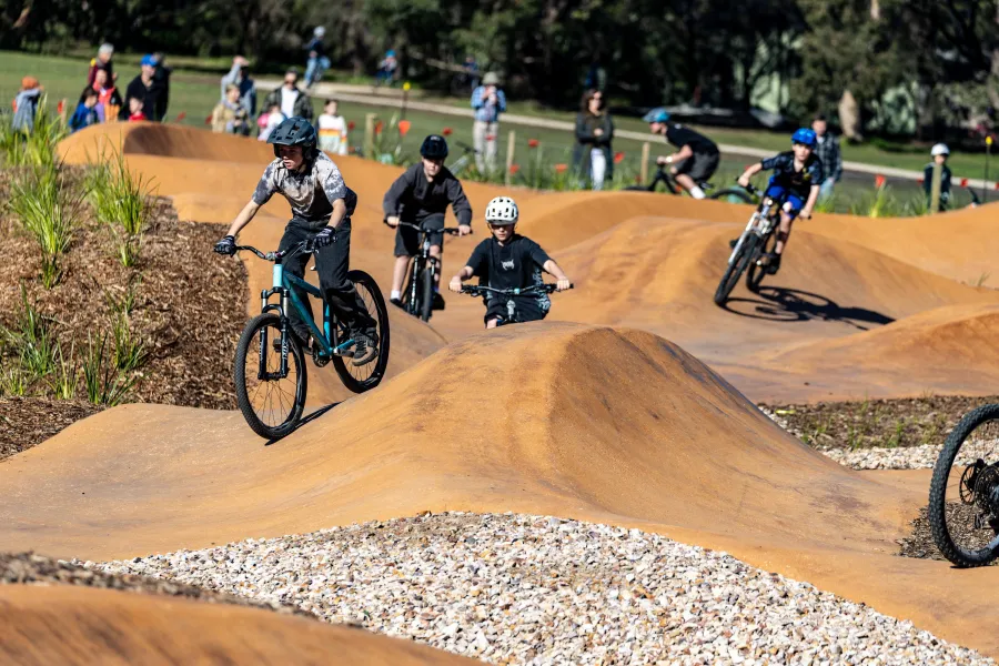BMX riders testing out the new track