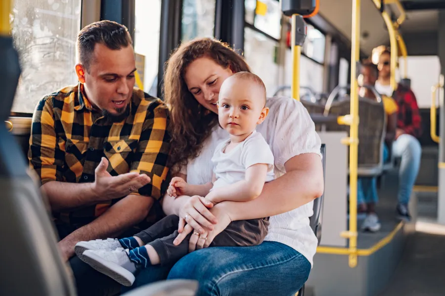 Family on public transport Stock image of family on bus
