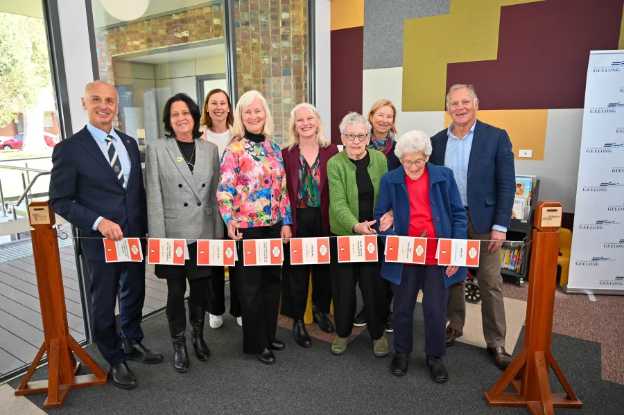 Mayor Stretch Kontelj OAM, Christine Couzens MP, Chilwell Library Group members Tracey Stone and Hilary Hoevenaars, GRLC board deputy chair Cr Elise Wilkinson with Chilwell Library Group members Jan Laidlaw, Lynne Dowling, Dorothy Trezise and Peter Murrihy. Mayor Stretch Kontelj OAM, Christine Couzens MP, Chilwell Library Group members Tracey Stone and Hilary Hoevenaars, GRLC board deputy chair Cr Elise Wilkinson with Chilwell Library Group members Jan Laidlaw, Lynne Dowling, Dorothy Trezise and Peter Murrihy.