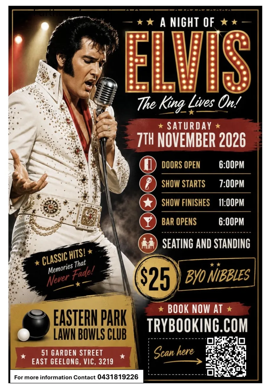 A Elvis Poster featuring key details about the event on 7 November