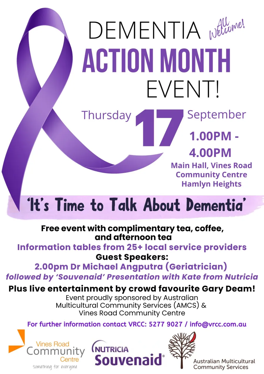 A flyer for the Dementia Action Month Event 