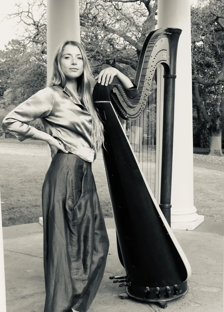 Artist with harp Image