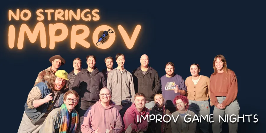 Title card for No Strings Improv