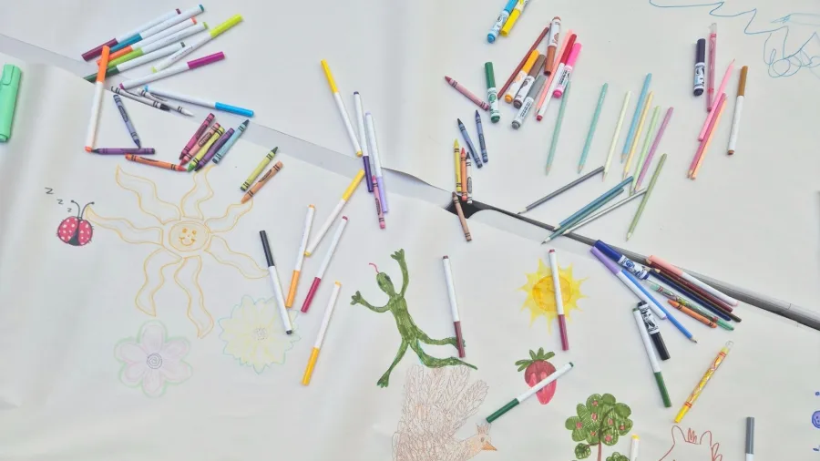 Image of a collage and drawing courtesy of the Art Nest
