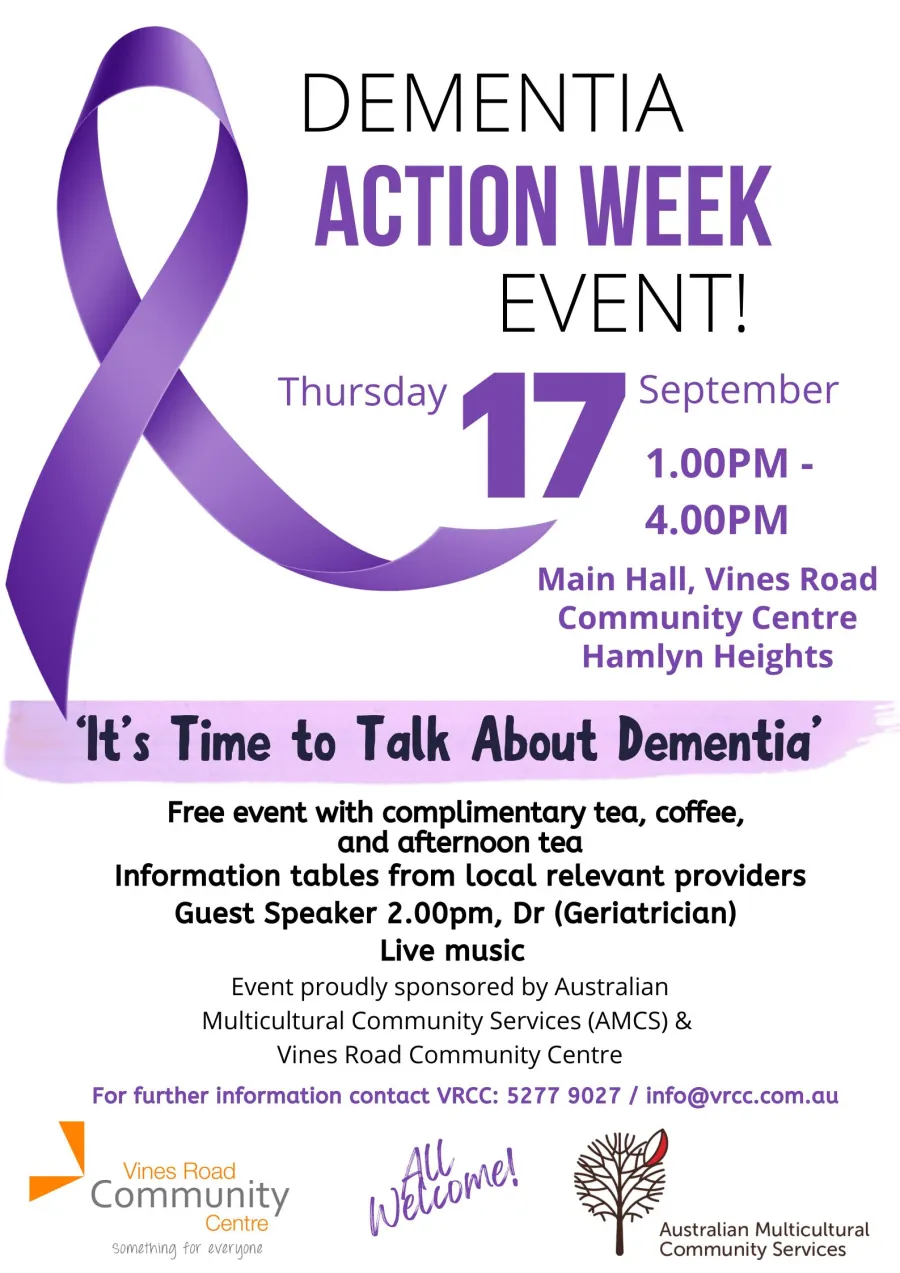 It's Time to Talk About Dementia flyer with event details