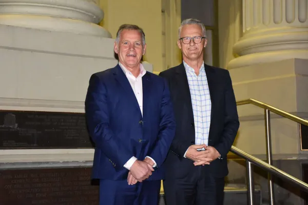 Greater Geelong Mayor Peter Murrihy with CEO Martin Cutter 