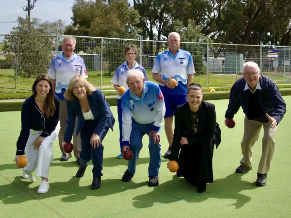 Back row L-R: Secretary Lawrie Stendt, Board Member Jan Walter, Board Member Tony Englefield. Front Row L-R: Member for Bellarine Alison Marchant, Former Member for Bellarine Lisa Neville, President Ken Allen, Member for Corangamite Libby Coker, Bellarine Ward Councillor Jim Mason. 