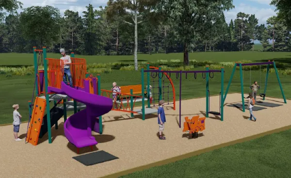 Talona Reserve Playground Concept Image. Disclaimer: the colours depicted in the images are for visual representation only. Equipment colours will differ at each site to suit the neighbourhood and environment.
